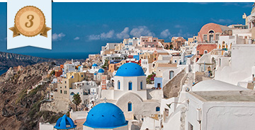 White buildings on Santorini cliffside