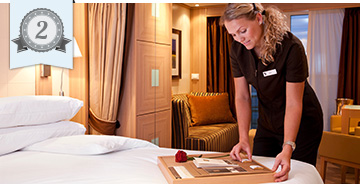 Stewardess in Seabourn stateroom